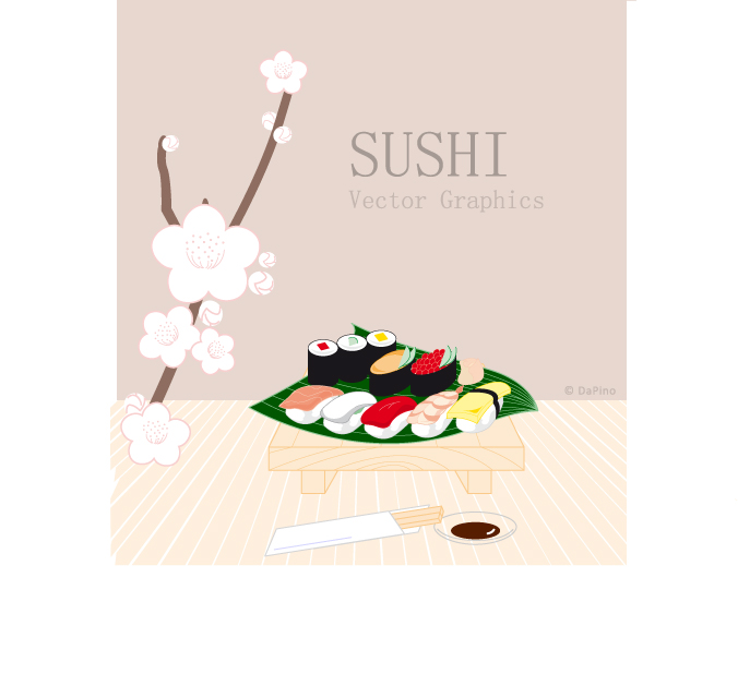 free vector Coffee and cake vector sushi